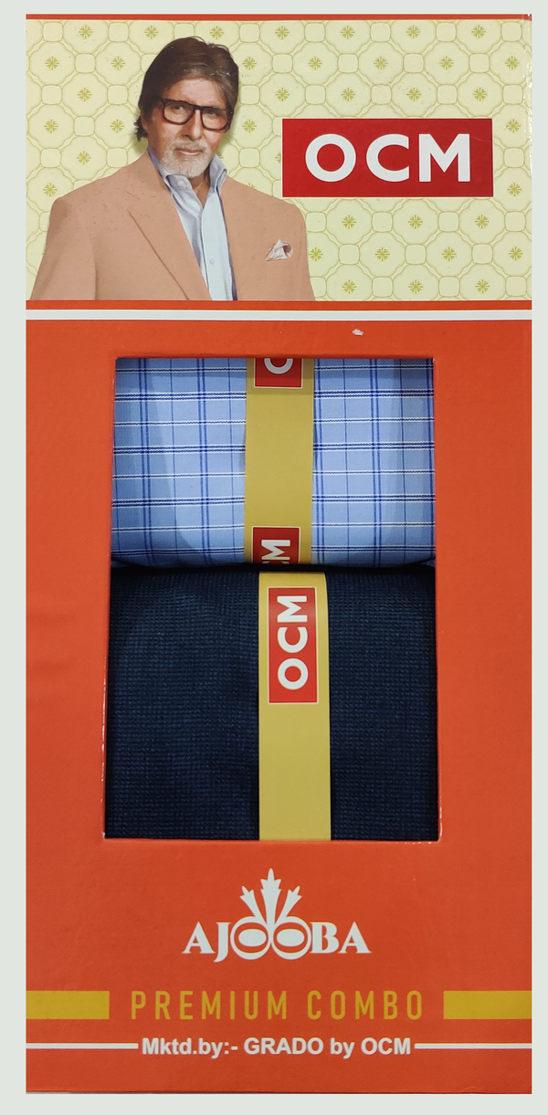 OCM  Unstitched Cotton Shirt & Trouser Fabric Checkered.