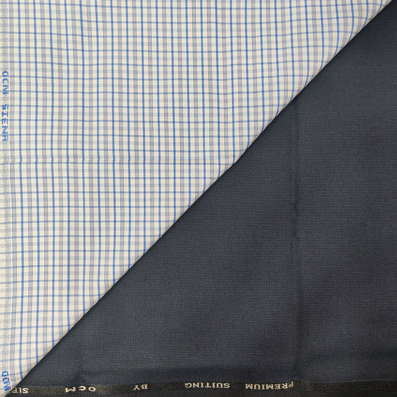 OCM Men's Cotton Shirt & Poly Viscose Trouser Fabric Combo Unstitched (Free Size) OCMSARKAR-0023
