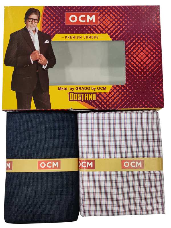 Unstitched Cotton Shirt & Trouser Fabric Checkered