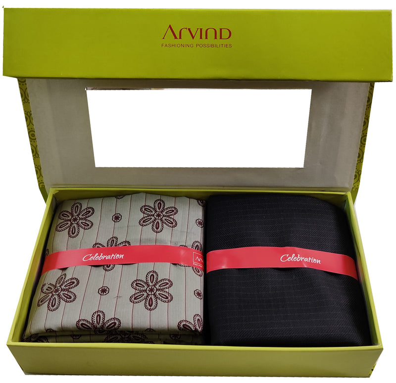 Arvind Pure Cotton Printed Shirt & Trouser Fabric  (Unstitched)Yell-0024