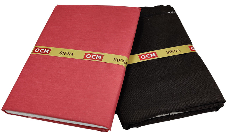 OCM Men's Cotton Shirt & Poly Viscose Trouser Fabric Combo Unstitched (Free Size) SILSILA-1024