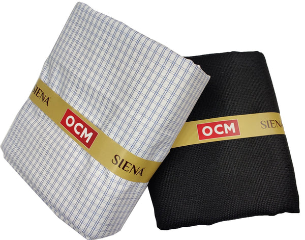 OCM Men's Cotton Shirt & Poly Viscose Trouser Fabric Combo Unstitched (Free Size) TUFAN-1025