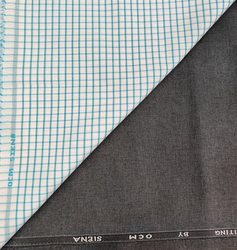 OCM Men's Cotton Shirt & Poly Viscose Trouser Fabric Combo Unstitched (Free Size) SILSILA-1025