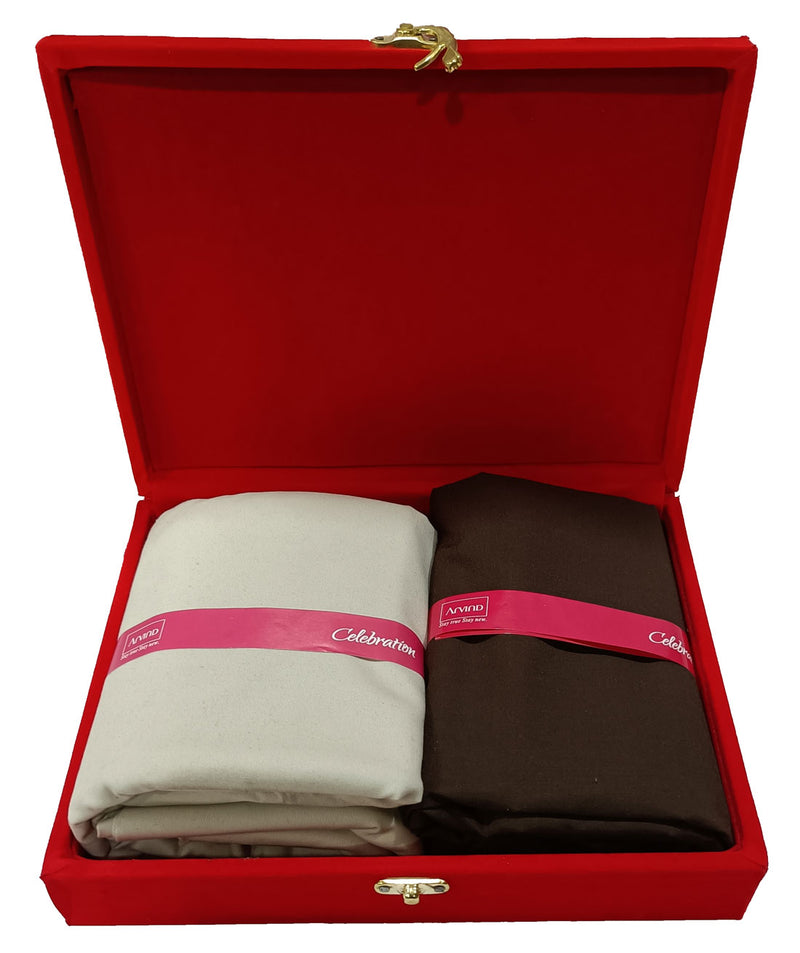 Arvind Unstitched Plain Cotton Shirt & Trouser Fabric