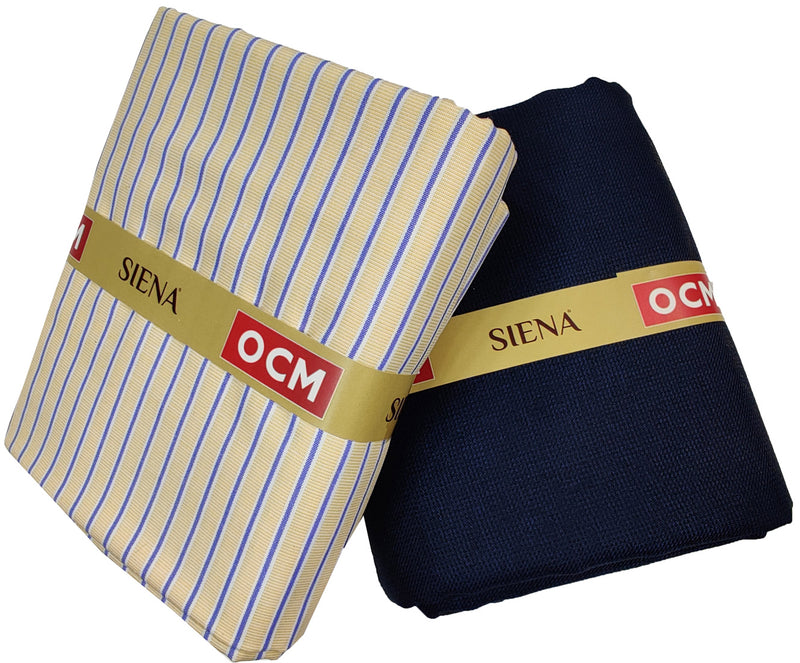OCM Men's Cotton Shirt & Poly Viscose Trouser Fabric Combo Unstitched (Free Size) TUFAN-1027