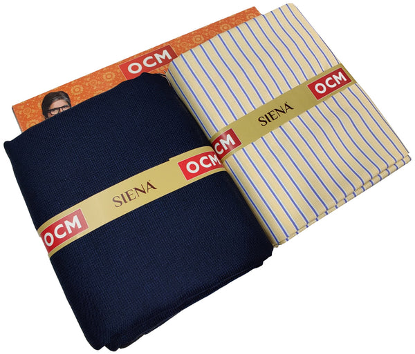 OCM Men's Cotton Shirt & Poly Viscose Trouser Fabric Combo Unstitched (Free Size) TUFAN-1027