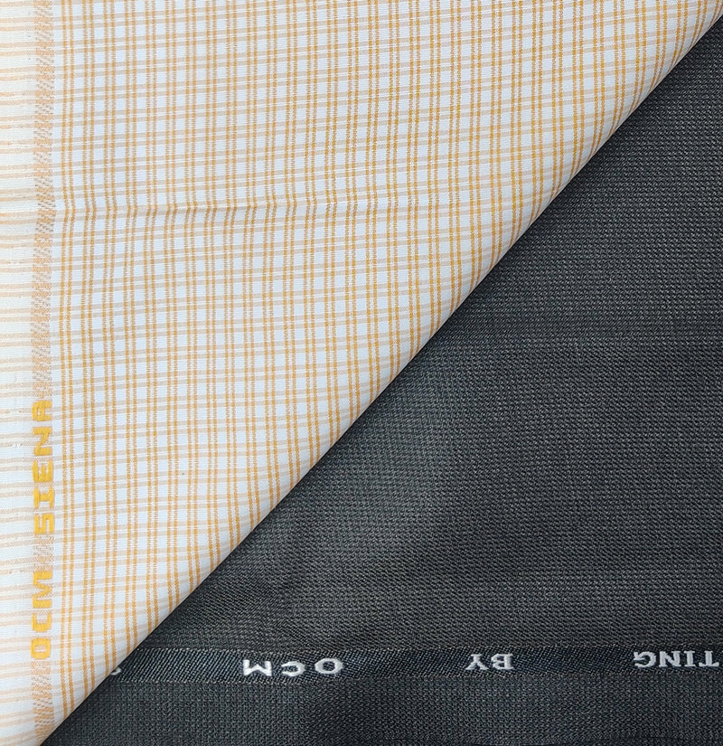 OCM Men's Cotton Shirt & Poly Viscose Trouser Fabric Combo Unstitched (Free Size) OCMSARKAR-0028