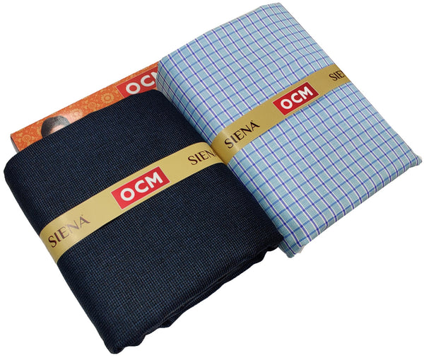 Copy of OCM Men's Cotton Shirt & Poly Viscose Trouser Fabric Combo Unstitched (Free Size) TUFAN-1028