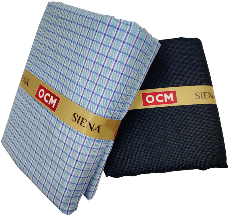 Copy of OCM Men's Cotton Shirt & Poly Viscose Trouser Fabric Combo Unstitched (Free Size) TUFAN-1028