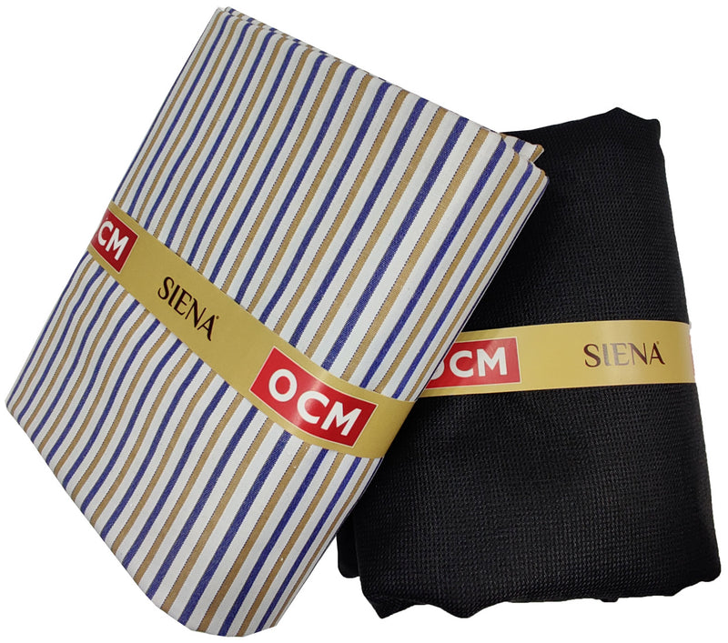 OCM Men's Cotton Shirt & Poly Viscose Trouser Fabric Combo Unstitched (Free Size) TUFAN-1029