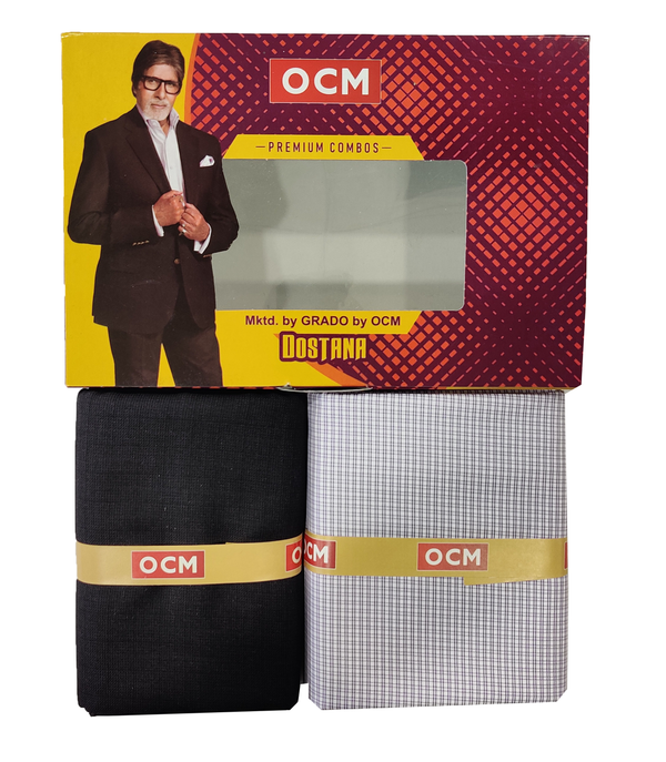 OCM  Unstitched Cotton Shirt & Trouser Fabric Checkered