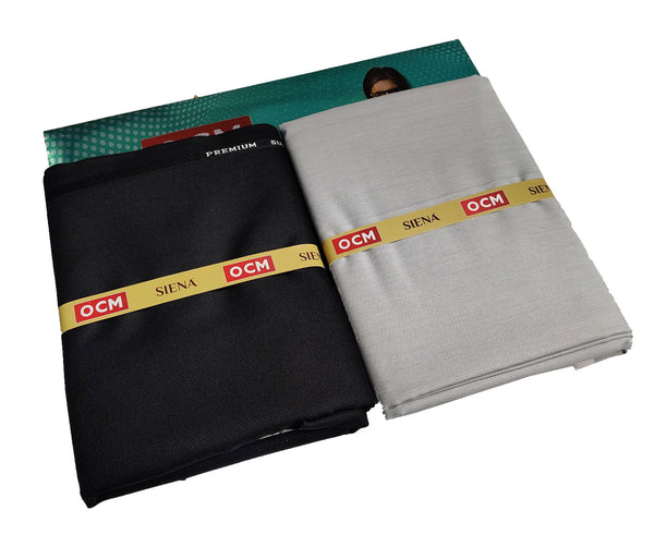 OCM Men's Cotton Shirt & Poly Viscose Trouser Fabric Combo Unstitched (Free Size) SILSILA-1002