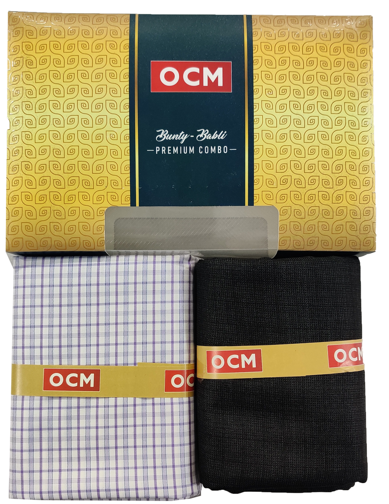 OCM  Unstitched Cotton Shirt & Trouser Fabric Checkered