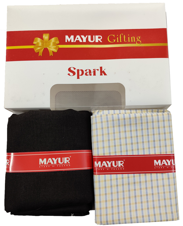 MAYUR Unstitched Pure Cotton Checkered Shirt & Trouser Fabric Solid.