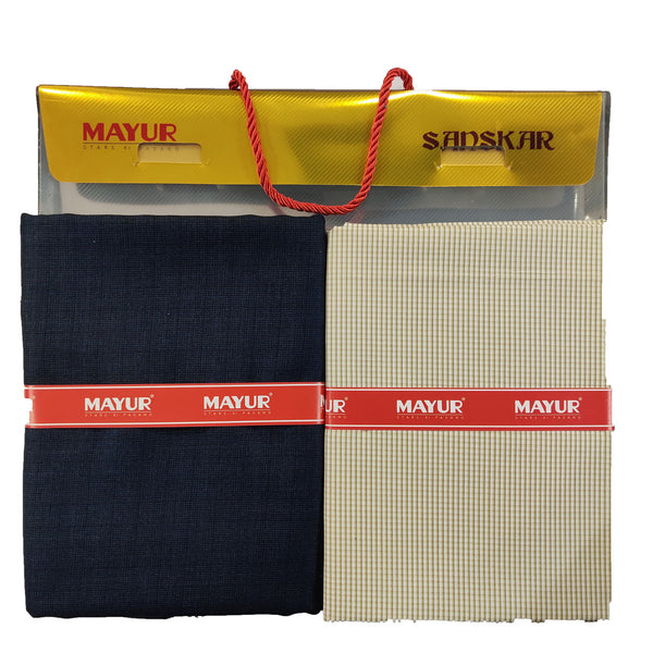 MAYUR Unstitched Pure Cotton Checkered Shirt & Trouser Fabric.