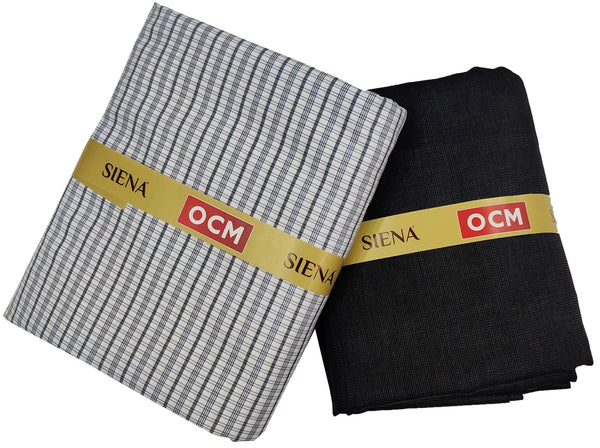OCM Men's Cotton Shirt & Poly Viscose Trouser Fabric Combo Unstitched (Free Size) BAGBHAN-3002