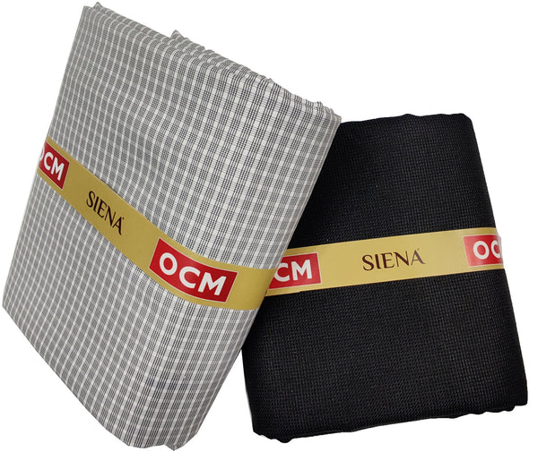 OCM Men's Cotton Shirt & Poly Viscose Trouser Fabric Combo Unstitched (Free Size) TUFAN-1030