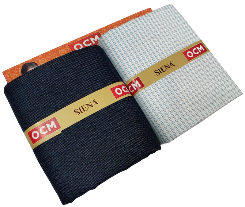 OCM Men's Cotton Shirt & Poly Viscose Trouser Fabric Combo Unstitched (Free Size) TUFAN-1031