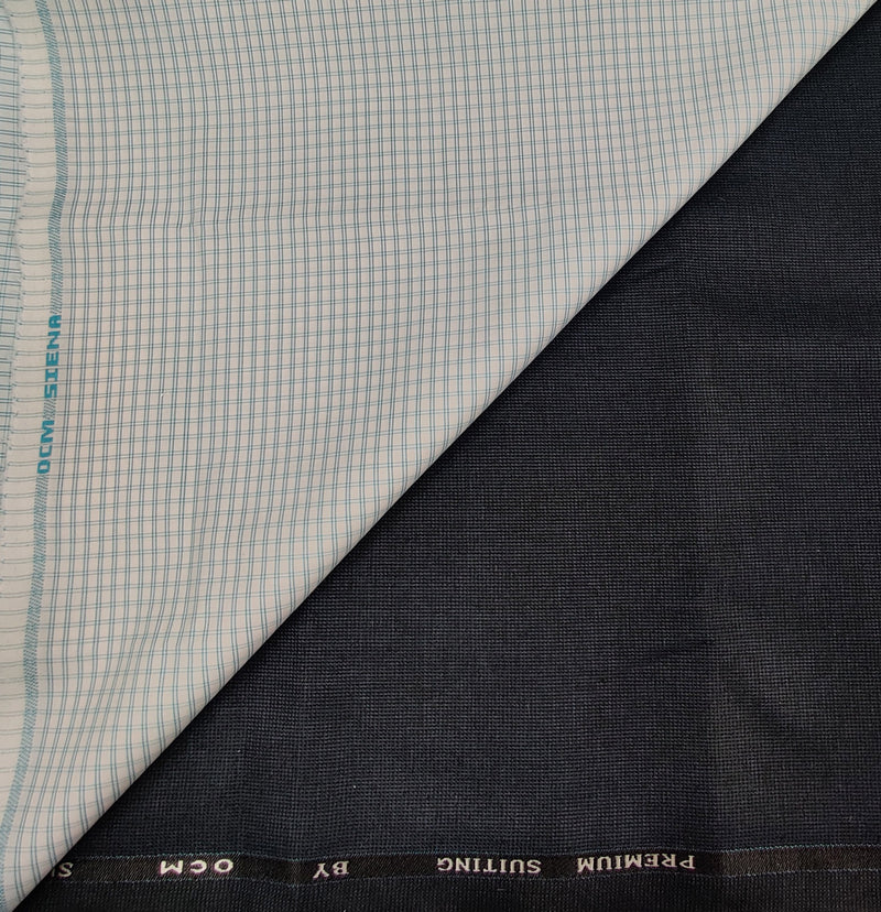 OCM Men's Cotton Shirt & Poly Viscose Trouser Fabric Combo Unstitched (Free Size) TUFAN-1031