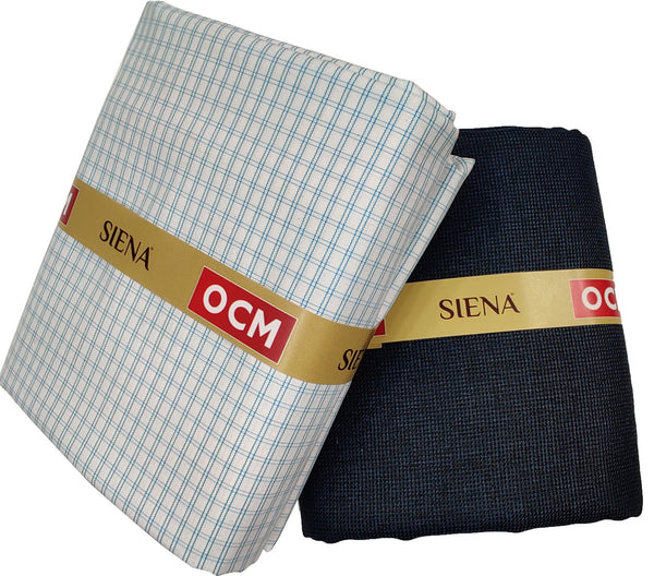 OCM Men's Cotton Shirt & Poly Viscose Trouser Fabric Combo Unstitched (Free Size) TUFAN-1031