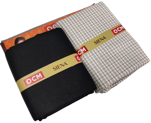 OCM Men's Cotton Shirt & Poly Viscose Trouser Fabric Combo Unstitched (Free Size) TUFAN-1032