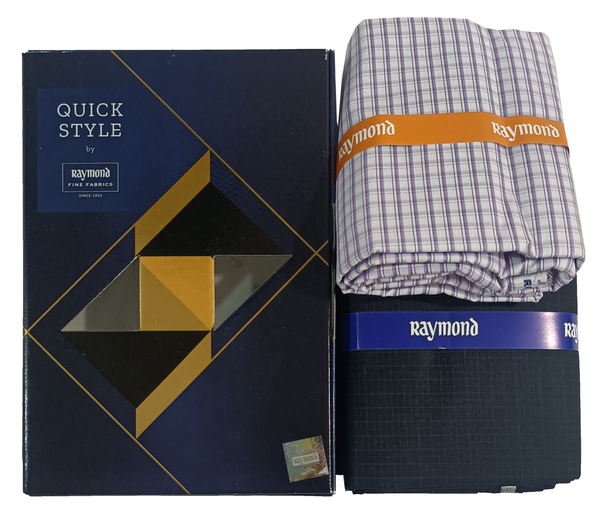 Raymond  Unstitched Cotton  Checkered Shirt & Trouser Fabric.