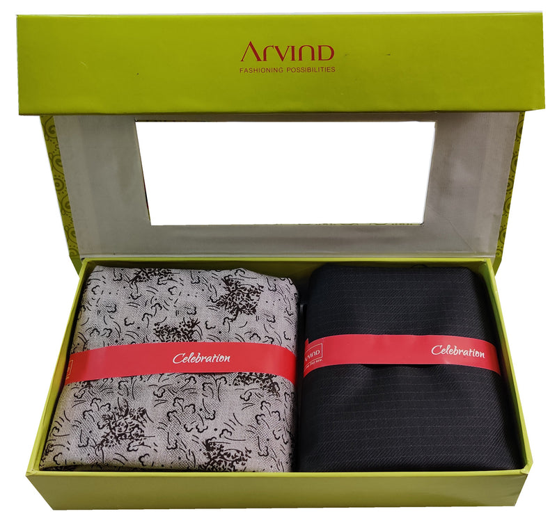 Arvind Pure Cotton Printed Shirt & Trouser Fabric  (Unstitched)Yell-0033