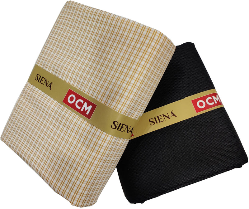 OCM Men's Cotton Shirt & Poly Viscose Trouser Fabric Combo Unstitched (Free Size) TUFAN-1033