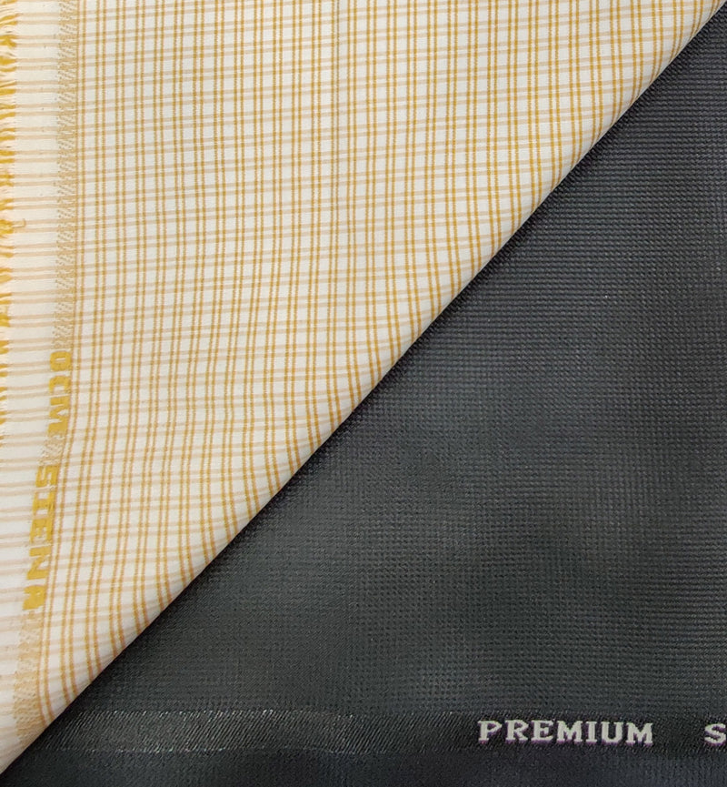 OCM Men's Cotton Shirt & Poly Viscose Trouser Fabric Combo Unstitched (Free Size) TUFAN-1033