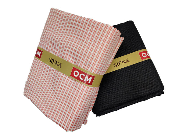 OCM Men's Cotton Shirt & Poly Viscose Trouser Fabric Combo Unstitched (Free Size) TUFAN-1034