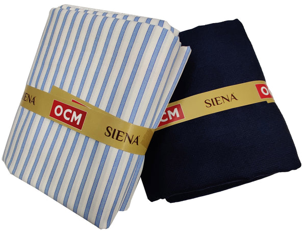 OCM Men's Cotton Shirt & Poly Viscose Trouser Fabric Combo Unstitched (Free Size) TUFAN-1037