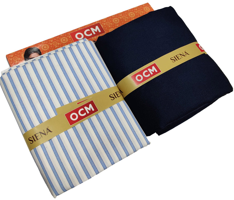 OCM Men's Cotton Shirt & Poly Viscose Trouser Fabric Combo Unstitched (Free Size) TUFAN-1037