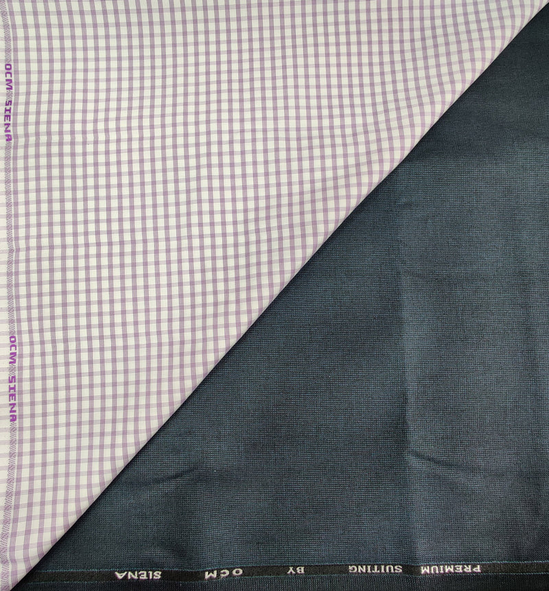 OCM Men's Cotton Shirt & Poly Viscose Trouser Fabric Combo Unstitched (Free Size) TUFAN-1038