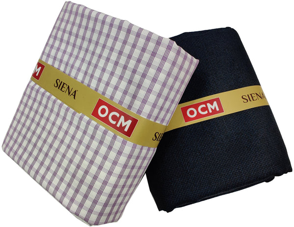 OCM Men's Cotton Shirt & Poly Viscose Trouser Fabric Combo Unstitched (Free Size) TUFAN-1038