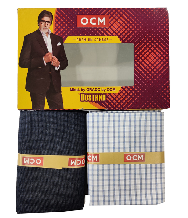 OCM  Unstitched Cotton Shirt & Trouser Fabric Checkered