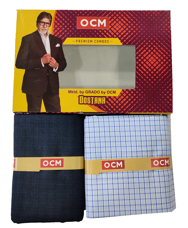 OCM  Unstitched Cotton Shirt & Trouser Fabric Checkered