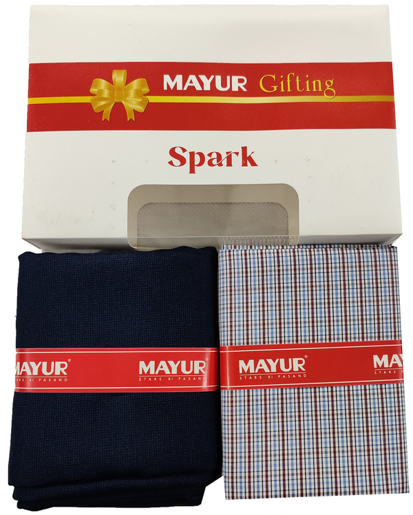 MAYUR Unstitched Pure Cotton Checkered Shirt & Trouser Fabric Solid.