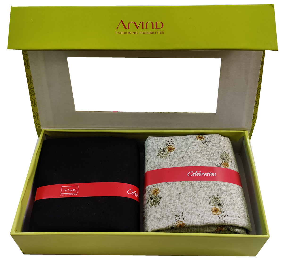 Arvind Pure Cotton Printed Shirt & Trouser Fabric (Unstitched)Yell-000 ...