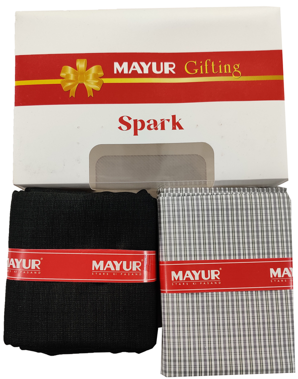 MAYUR Unstitched Pure Cotton Checkered Shirt & Trouser Fabric Solid.