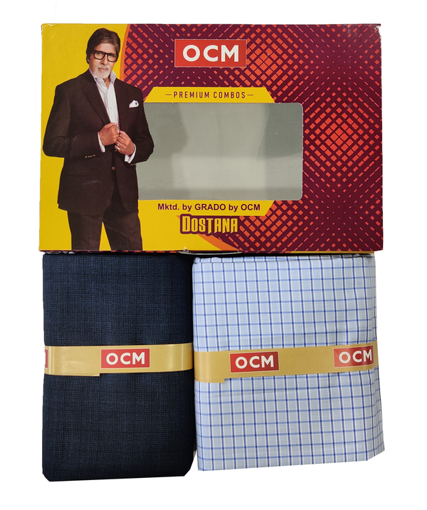 OCM  Unstitched Cotton Shirt & Trouser Fabric Checkered