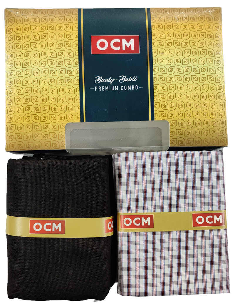OCM  Unstitched Cotton Shirt & Trouser Fabric Checkered