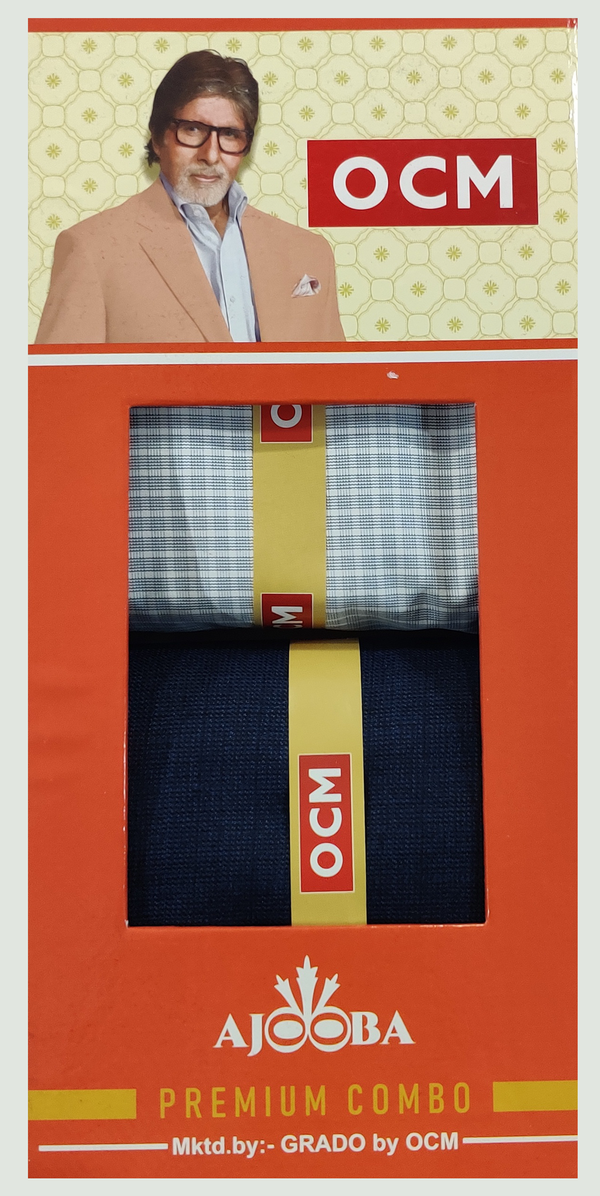 OCM  Unstitched Cotton Shirt & Trouser Fabric Checkered