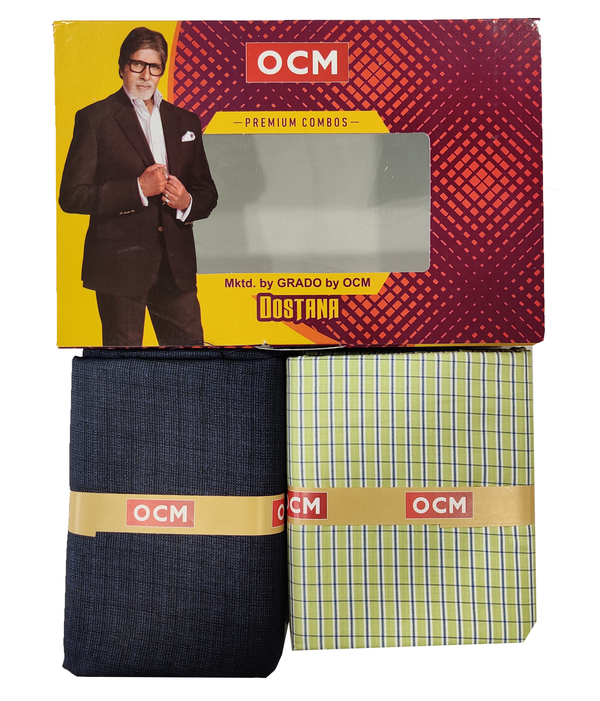 OCM  Unstitched Cotton Shirt & Trouser Fabric Checkered