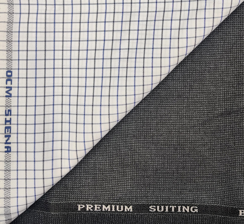 OCM Men's Cotton Shirt & Poly Viscose Trouser Fabric Combo Unstitched (Free Size) TUFAN-1007