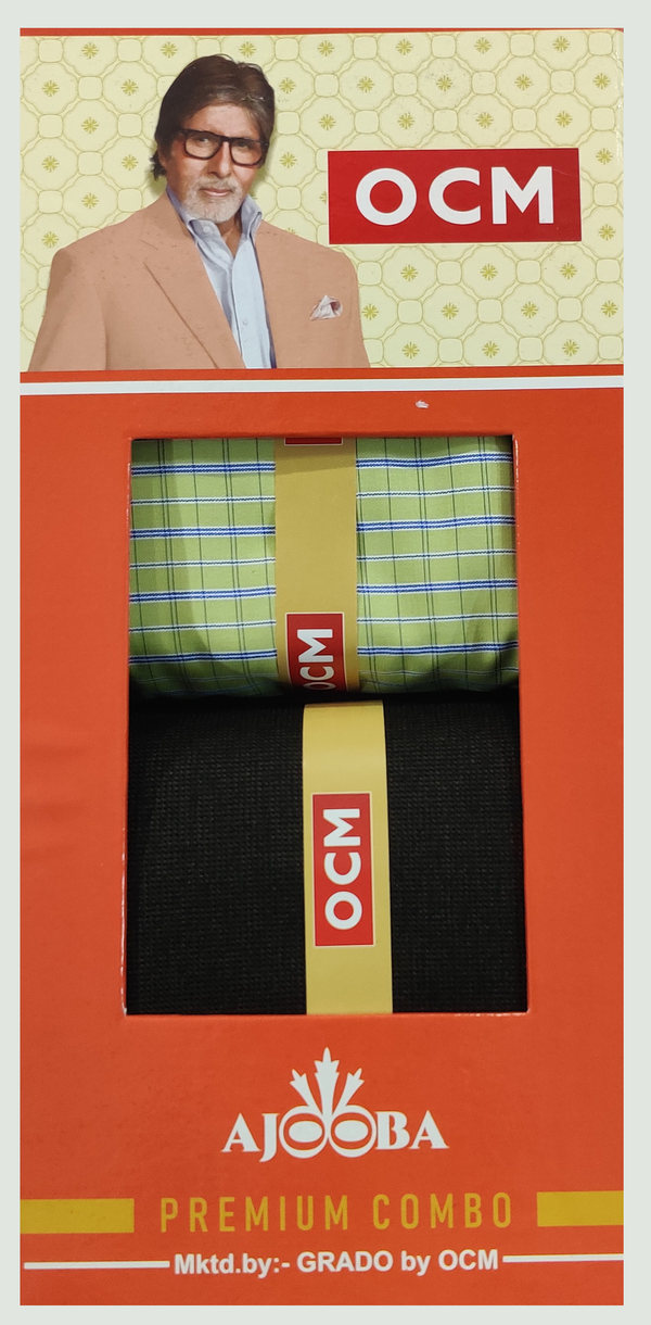 OCM  Unstitched Cotton Shirt & Trouser Fabric Checkered