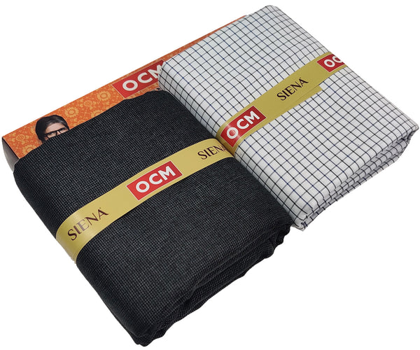 OCM Men's Cotton Shirt & Poly Viscose Trouser Fabric Combo Unstitched (Free Size) TUFAN-1007