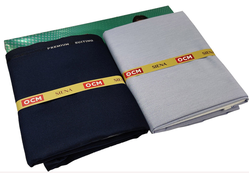 OCM Men's Cotton Shirt & Poly Viscose Trouser Fabric Combo Unstitched (Free Size) SILSILA-1007
