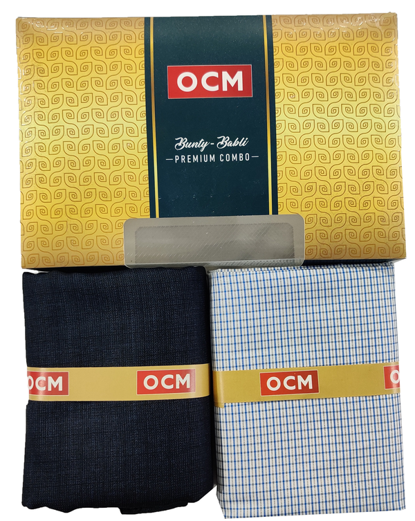 OCM  Unstitched Cotton Shirt & Trouser Fabric Checkered