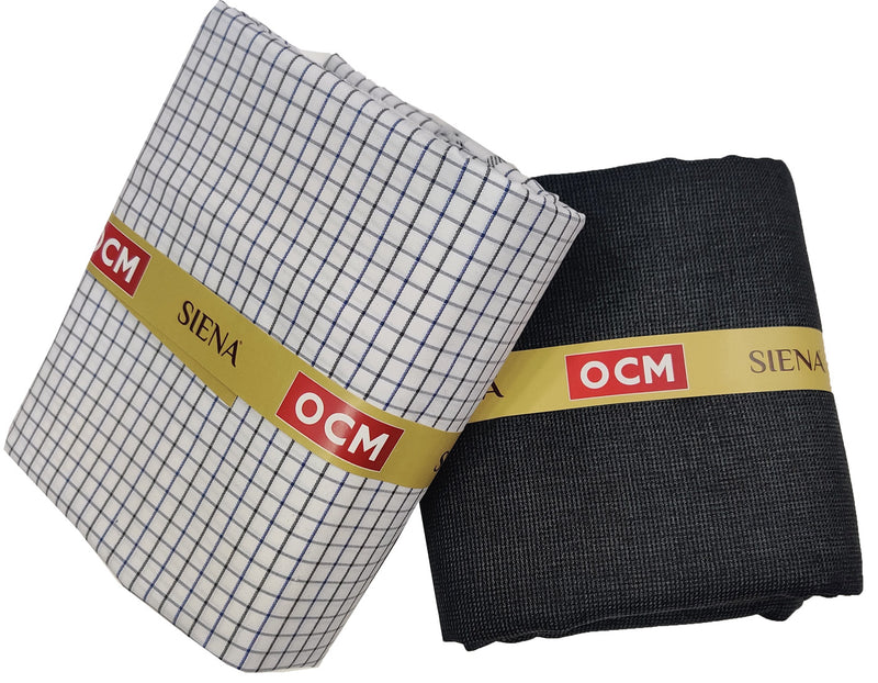 OCM Men's Cotton Shirt & Poly Viscose Trouser Fabric Combo Unstitched (Free Size) TUFAN-1007