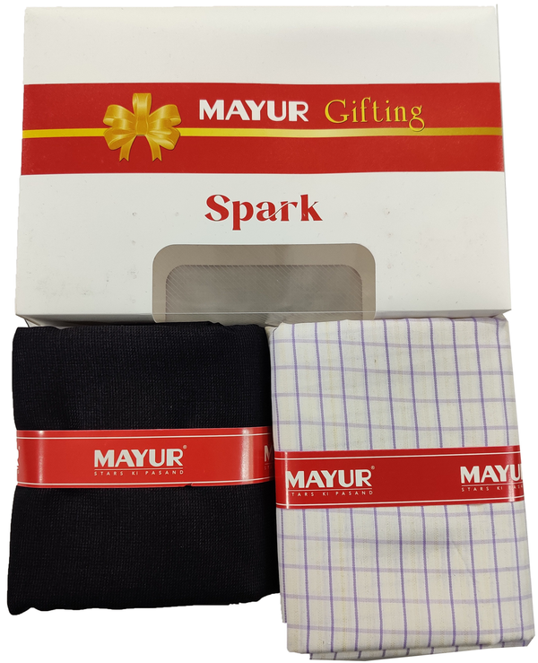 MAYUR Unstitched Pure Cotton Checkered Shirt & Trouser Fabric Solid.